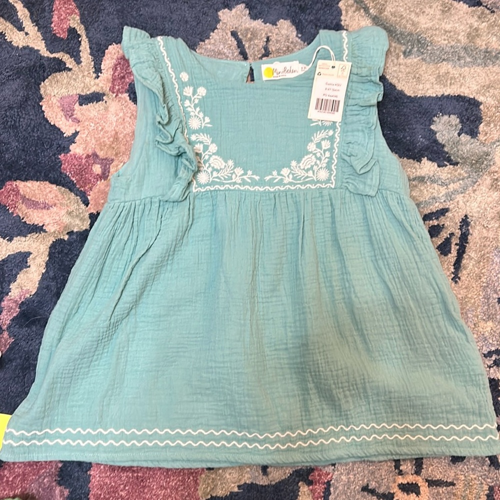 Mini Biden NWT 8-9 teal top
